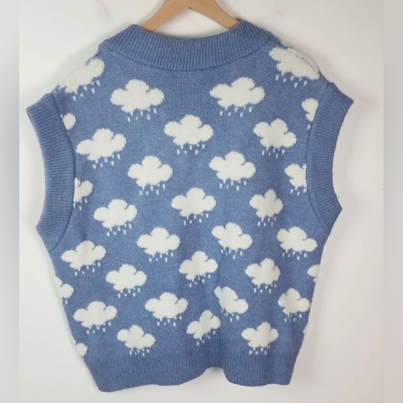 Zara Rain Cloud Kitsch Retro Sweater Vest Tank Top L / 12-14 - Picture 2 of 3